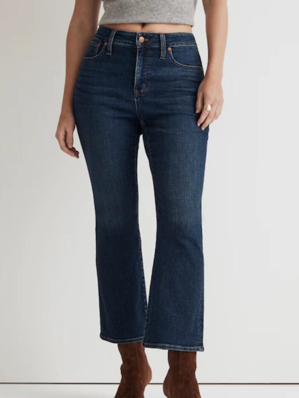 Madewell Curvy Kick Out Cropped Mid Rise Medium Wash Jeans Size 24 Classic Denim